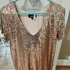 Rose Gold Full Sequence Mini Dress